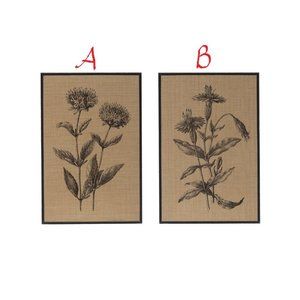 Wood Framed Woven Raffia Wall Decor w/ Flowers! TW
